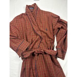Vintage Nautica Plaid Cotton Bathrobe. OS